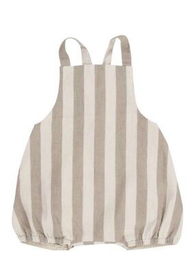 NWOT Rylee + Cru  Neutral Stripe Cotton Baby Romper - Beige & White